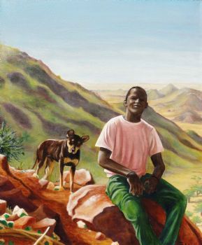 "Fluorite Miner and Dog"