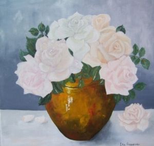 "Copper Pot and Pale Roses"