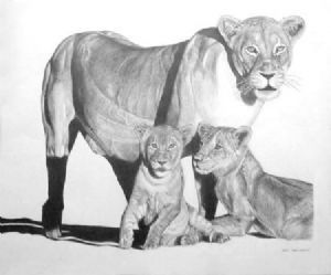 "Lioness & cubs"