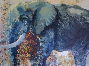 "Elephant and Mopanie Bush"