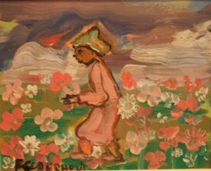 "Figure amongst flowers"