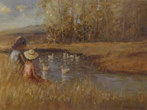 "Little Girls at Pond"