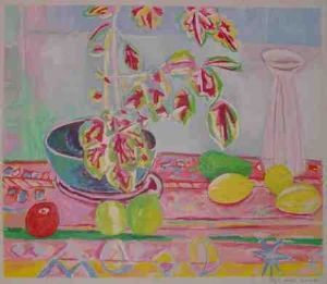 "Still life with Potplant and Fruit"