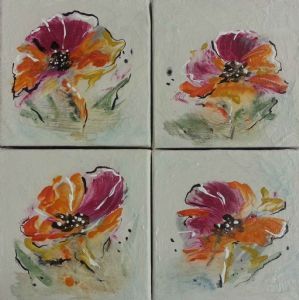 "Abstract Flower Collection nr 1 - Set of 4"