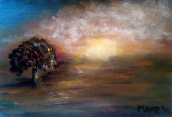 "Stormy Sunset - Tree Miniature 2"