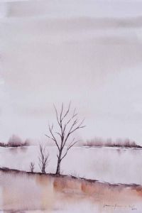 "Umber Brush and Waterscape"