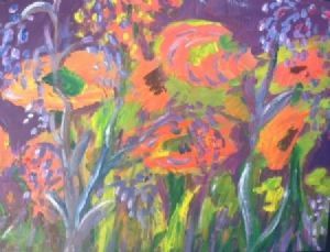 "Garden Flowers at Dusk"