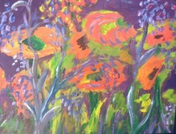 "Garden Flowers at Dusk"