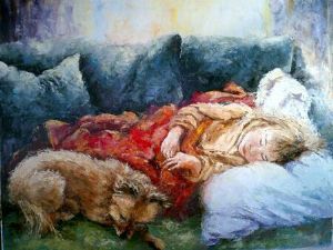 "Sleeping Girl with Dog"