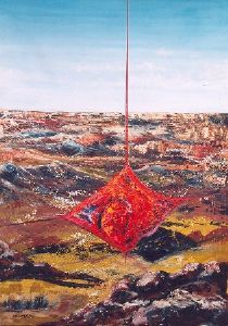 "Suspension over Barren Landscape"