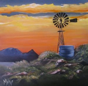"Windmill at Sunset"