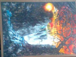 "Victoria Falls in Zambia Sunset Painting"