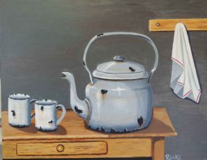"Old Kettle on Table"