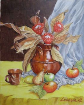 "Miniature-Three Red Proteas"
