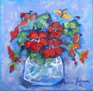 "Nasturtiums in a Glass Bottle"