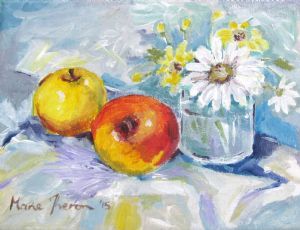 "Two Bright Apples and a Daisy"