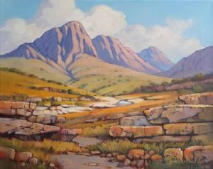 "Mountain Scene with Rocky Ridges"