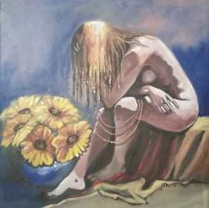 "Nude with Sunflowers"