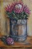 "Tin With Pink Proteas"