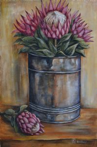 "Tin With Pink Proteas"