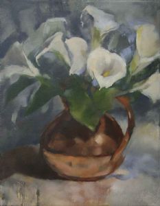 "Arums in Copper Vase"