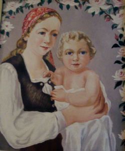 "Mother Child and Roses"