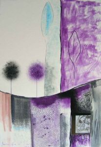 "Maroon Mixed Media Abstract"