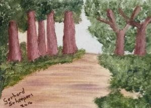 "Path through trees"