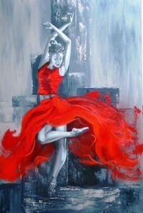 "Dancing Ballerina in Red "