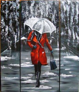 "Lady Walking in Rain "