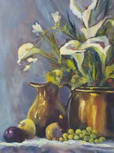 "Still Life with Copper & Arums"