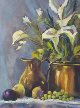 "Still Life with Copper & Arums"
