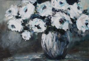 "White Roses in  Vase"