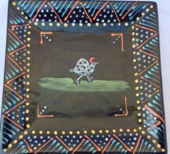 "Ceramic Dish with Guinea-Fowl"
