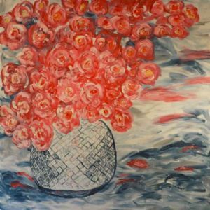 "Roses in Cut Glass Crystal"