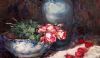 "Roses on Blue Pot"