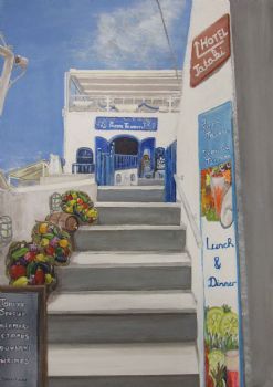 "Scene in Santorini Greece"