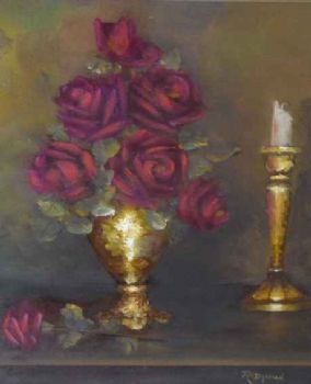 "Red Roses with Candle"