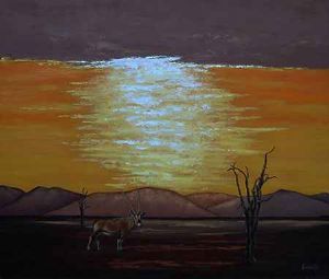 "Sunlit sky with Gemsbok"