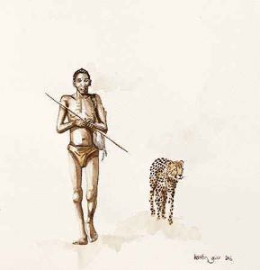 "Bushman Hunter and Cheetah"