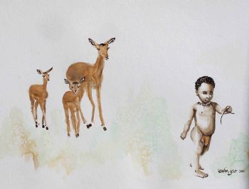 "Bushman Boy with Impala"