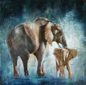 "Mother and Baby Elephant"