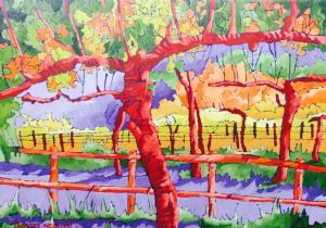 "Red Vines and Trees"