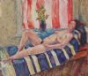 "Nude woman reclining"