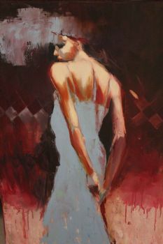 "Woman Light Blue Dress"