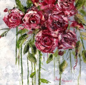 "Palette Knife Cerise Roses 2"