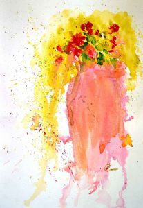 "Tall Pot of Geraniums"