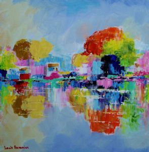 "Cottages Reflecting in Water"