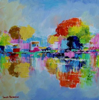 "Cottages Reflecting in Water"