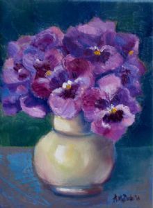 "Pansies In Yellow Vase"